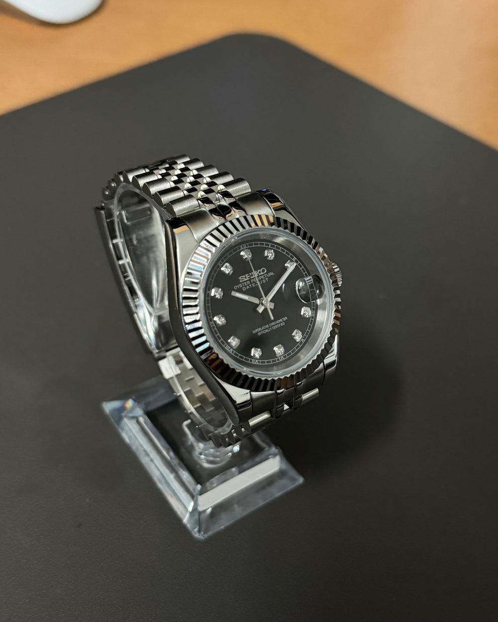 Datejust Black Pearl Mod (Diamond Indices)