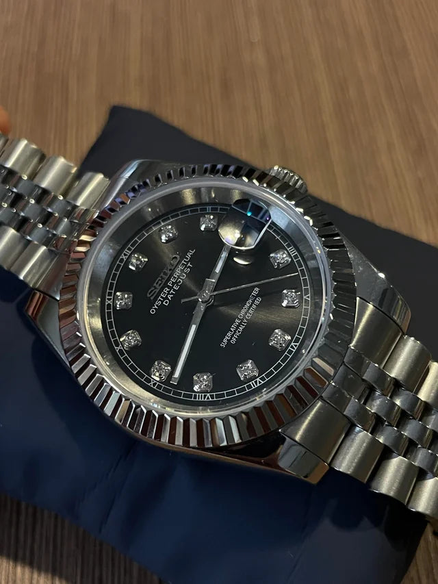 Datejust Black Pearl Mod (Diamond Indices)