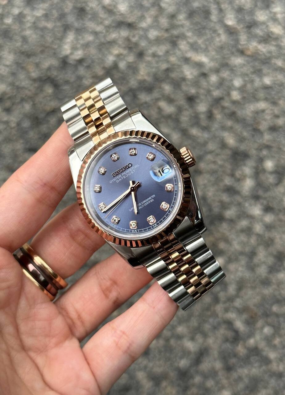 Datejust Rose Purple Pearl Mod (Two Tone, Diamond Indices)