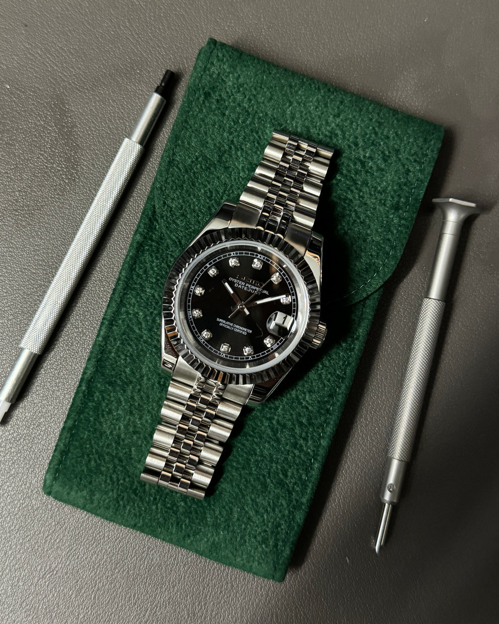 Datejust Black Pearl Mod (Diamond Indices)