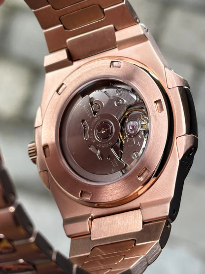 NAUTILUS MOD ROSE GOLD ( DARK BROWN DIAL OPEN HEART )