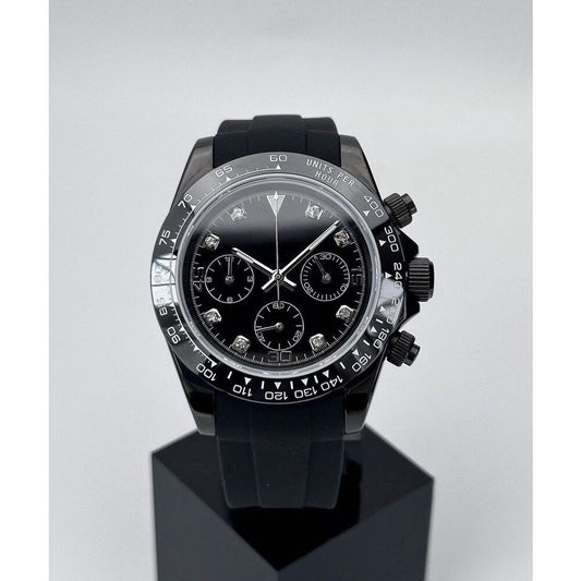 Daytona Blackout Mod (Diamond Indices, Rubber Strap)