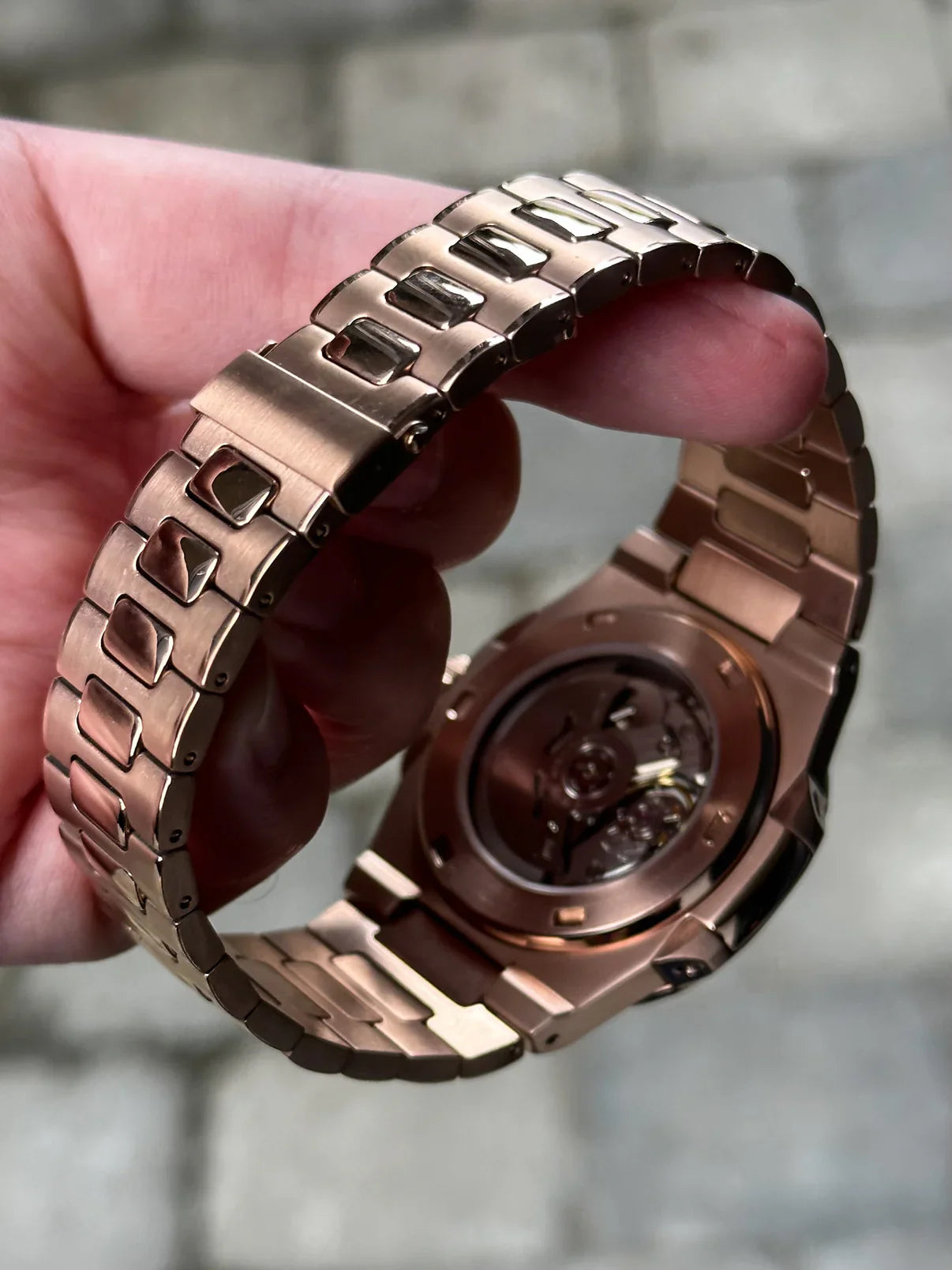 NAUTILUS MOD ROSE GOLD ( DARK BROWN DIAL OPEN HEART )