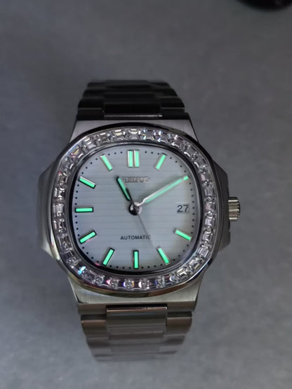 Nautilus Steel White Mod (Diamond Bezel)