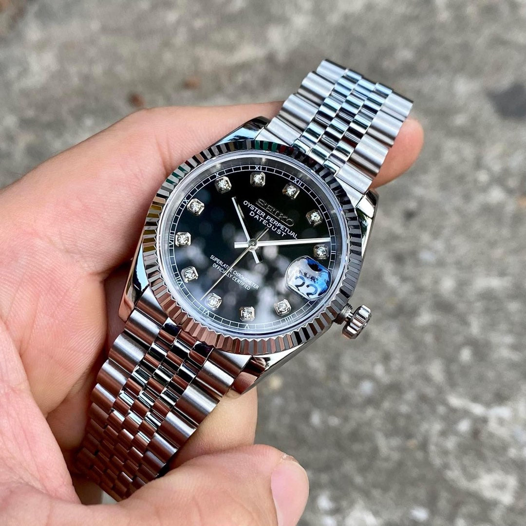 Datejust Black Pearl Mod (Diamond Indices)
