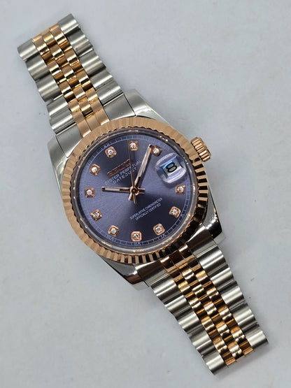 Datejust Rose Purple Pearl Mod (Two Tone, Diamond Indices)