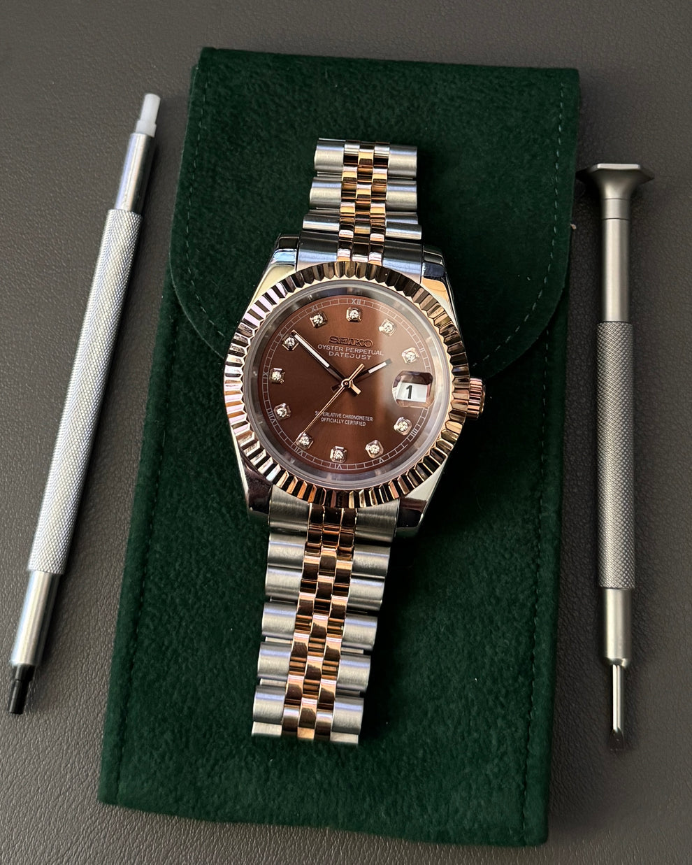 Datejust Brown Pearl Mod (Two Tone, Diamond Indices)