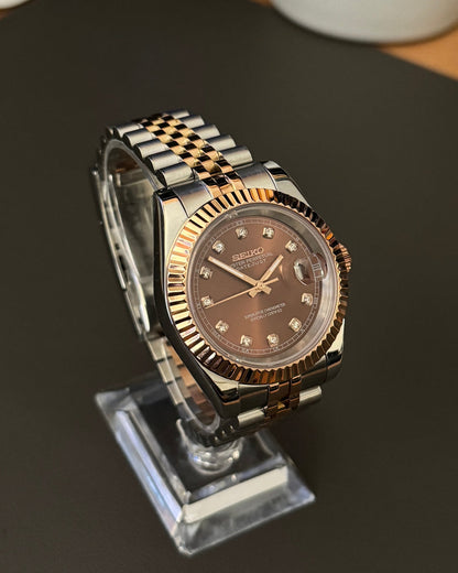 Datejust Brown Pearl Mod (Two Tone, Diamond Indices)