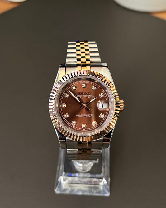 Datejust Brown Pearl Mod (Two Tone, Diamond Indices)