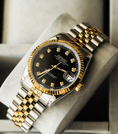 Datejust Black Pearl Mod (Two Tone, Diamond Indices)