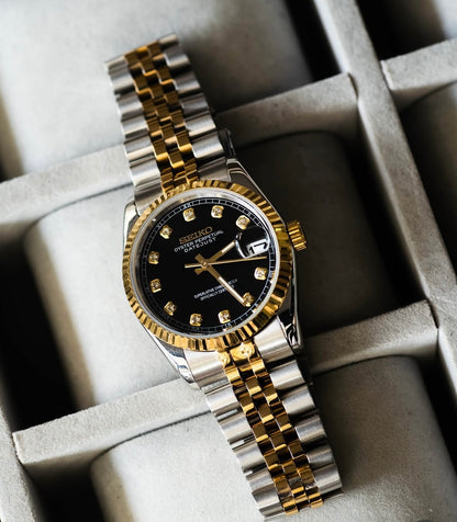 Datejust Black Pearl Mod (Two Tone, Diamond Indices)