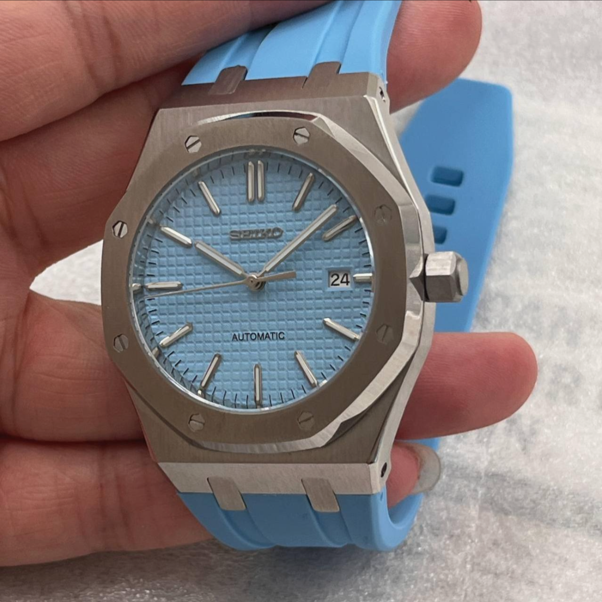 Royal Oak Ice Blue Mod (Rubber Strap)