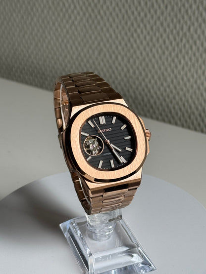 Nautilus Rose Gold Black Mod (Open Heart)