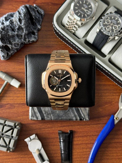 Nautilus Rose Gold Black Mod (Open Heart)