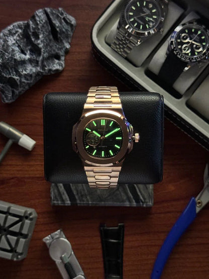 Nautilus Rose Gold Black Mod (Open Heart)